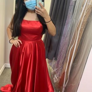 Red Satin Long Dress